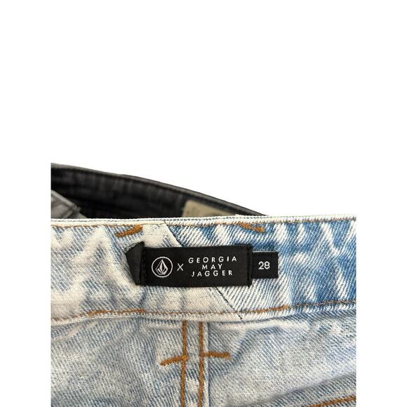 Volcom Women’s Georgia May Jagger Boyfriend Patches Acid Wash Jeans Size 28 - Picture 8 of 8